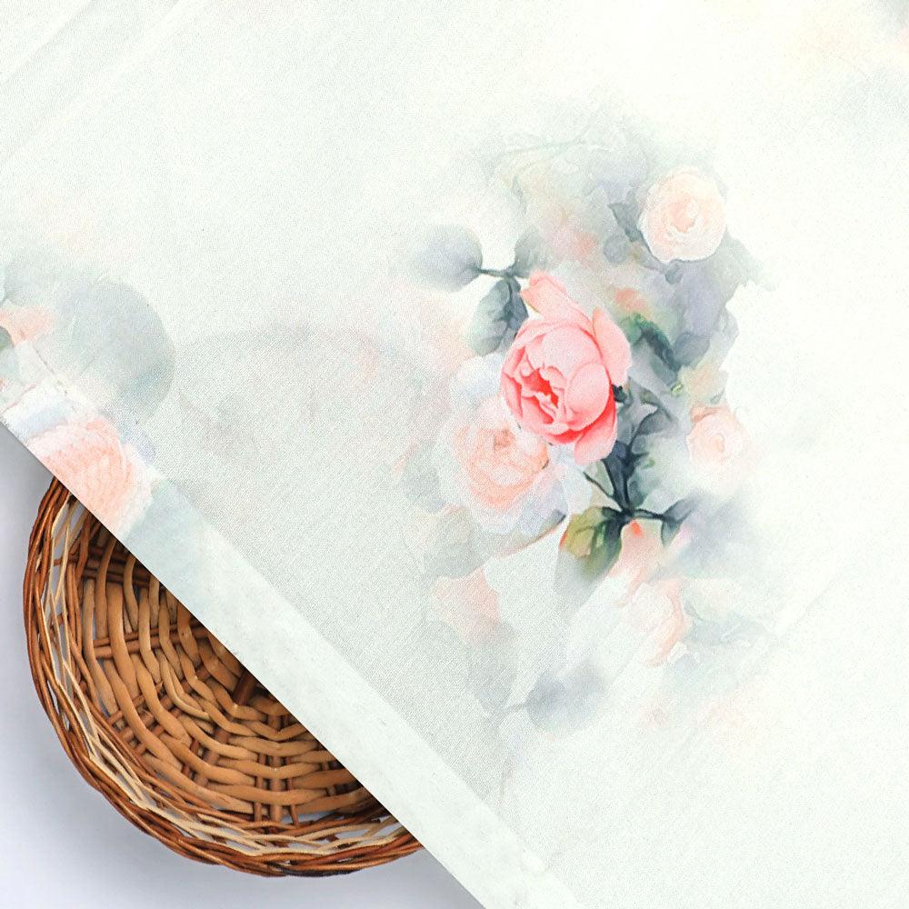 Beautiful Summer Peony Bunch Digital Printed Fabric - Rayon - Image 2