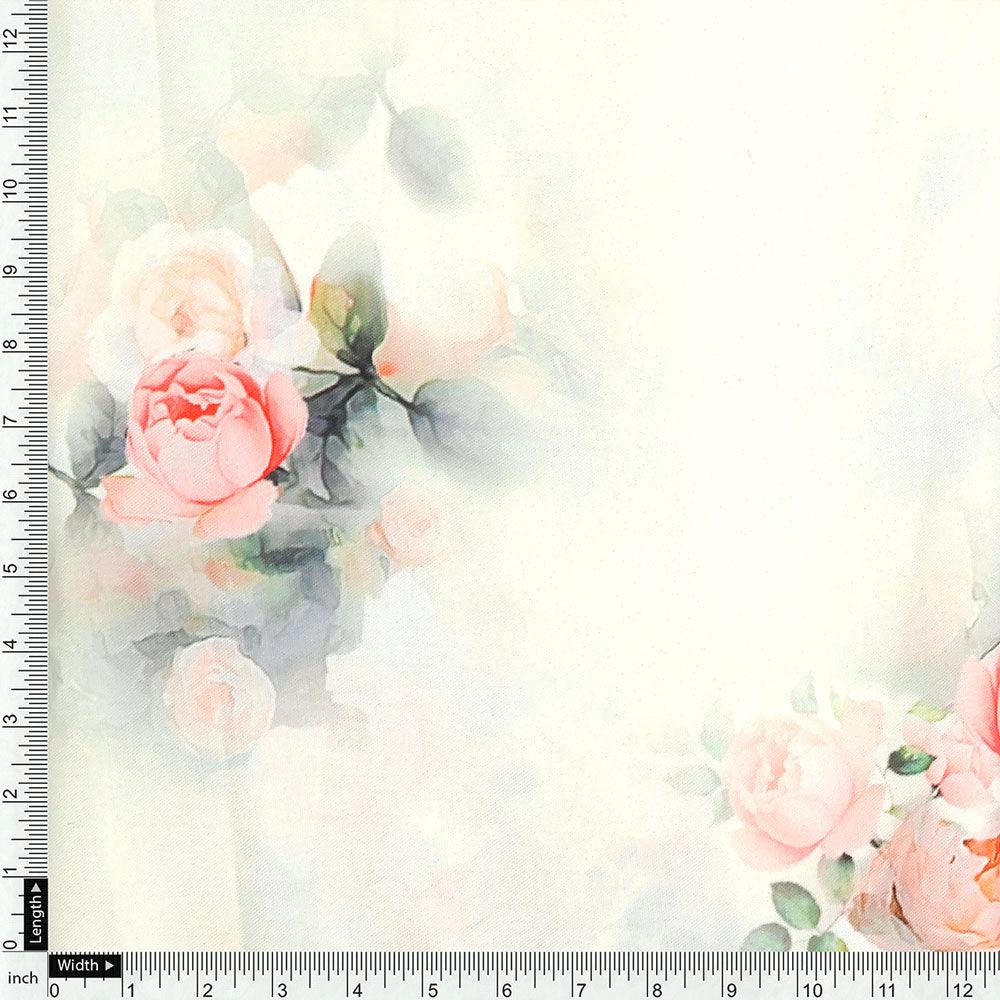 Beautiful Summer Peony Bunch Digital Printed Fabric - Rayon - Image 4