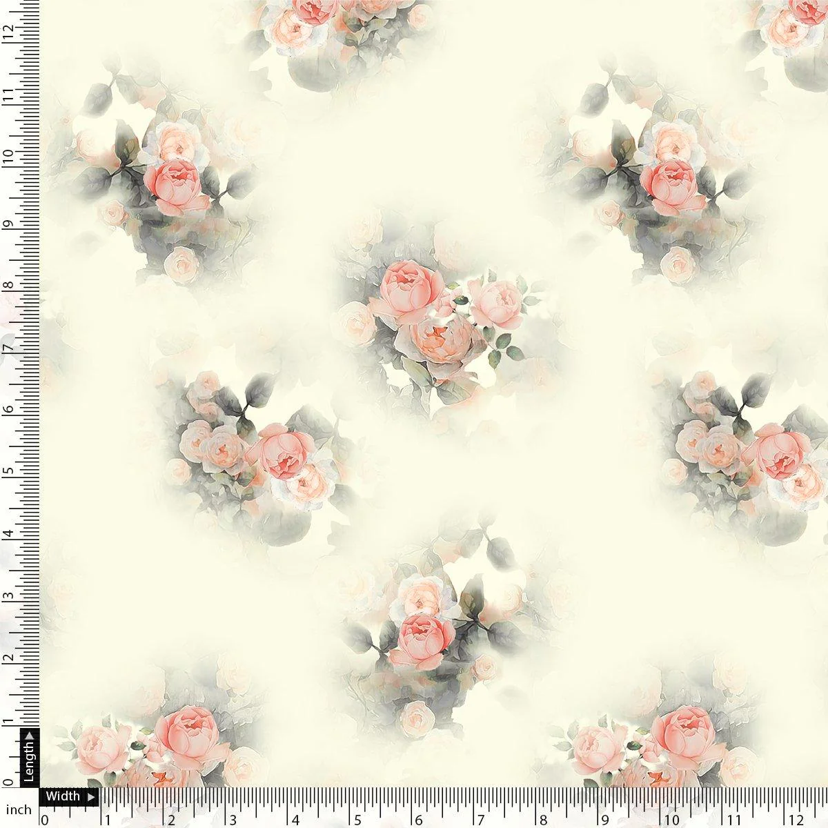 Beautiful Summer Peony Bunch Digital Printed Fabric - Crepe - Image 4