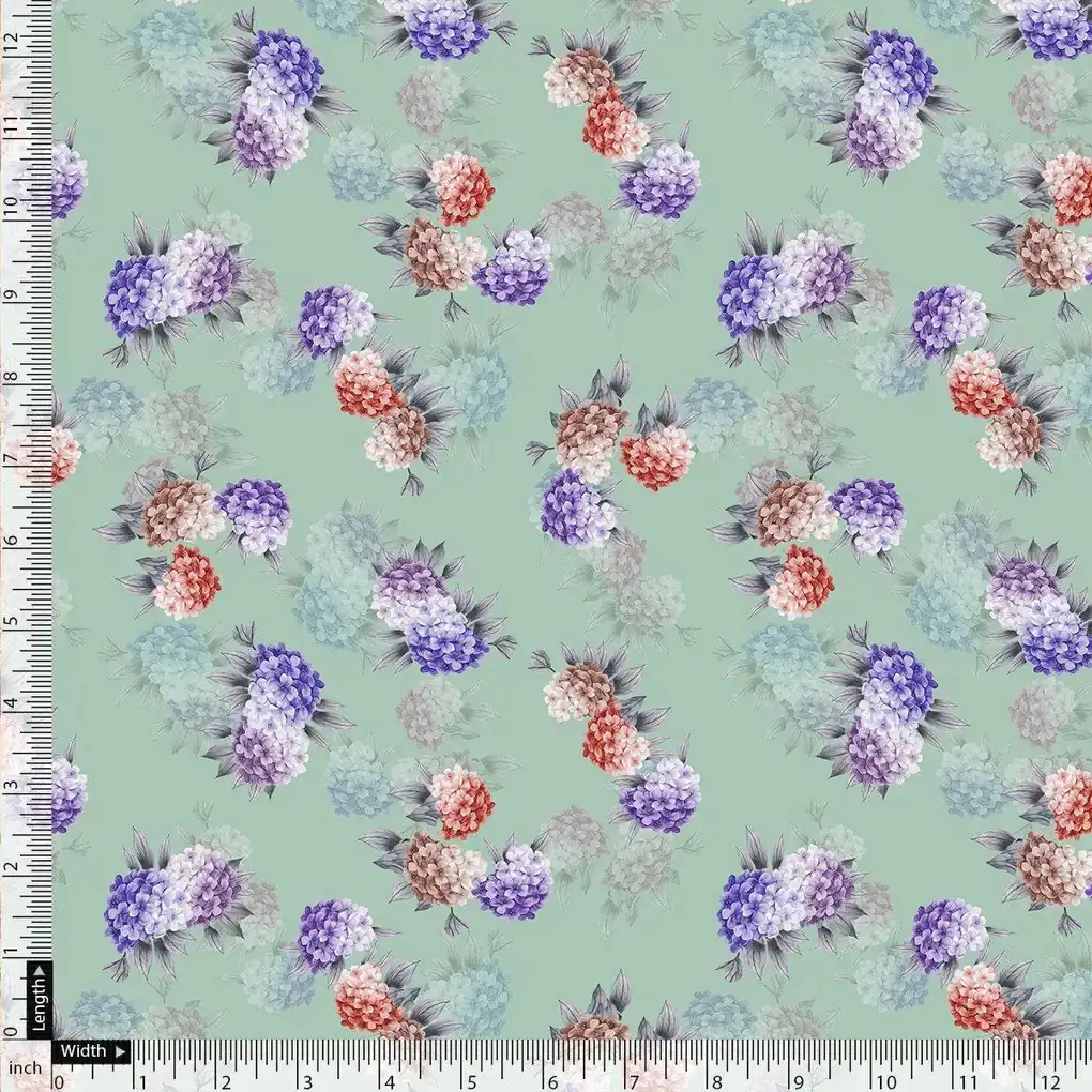 Beautiful Three Colour Geranium Flower Digital Printed Fabric - Image 4