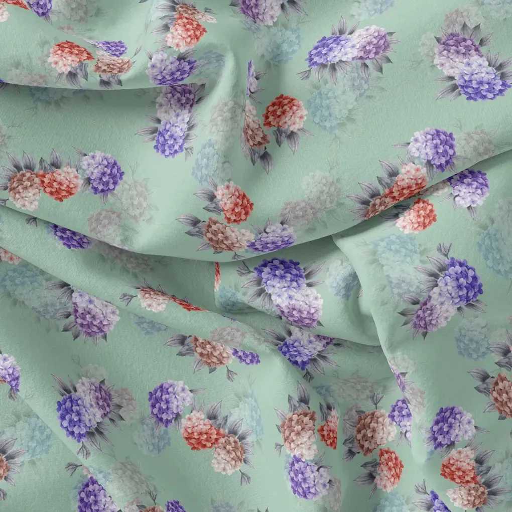 Beautiful Three Colour Geranium Flower Digital Printed Fabric - Japan Satin - Image 3