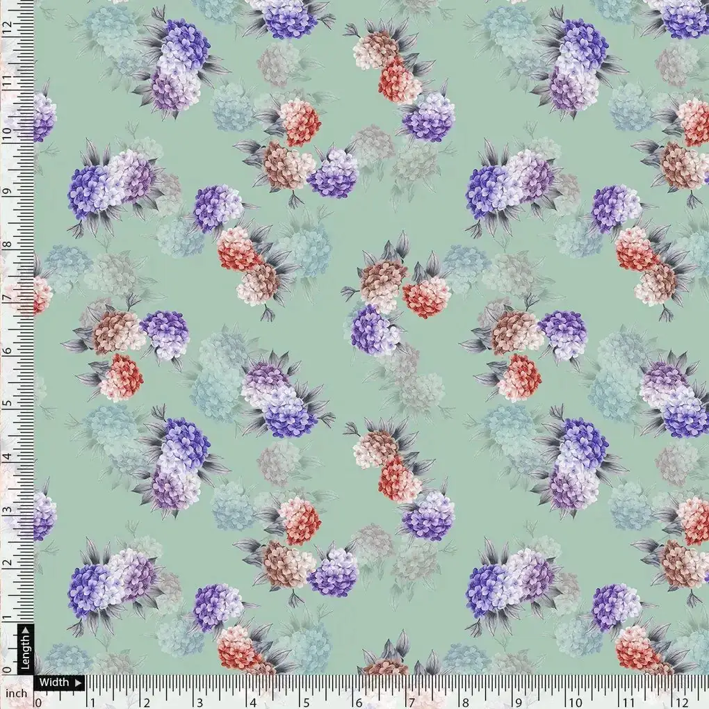 Beautiful Three Colour Geranium Flower Digital Printed Fabric - Japan Satin - Image 4