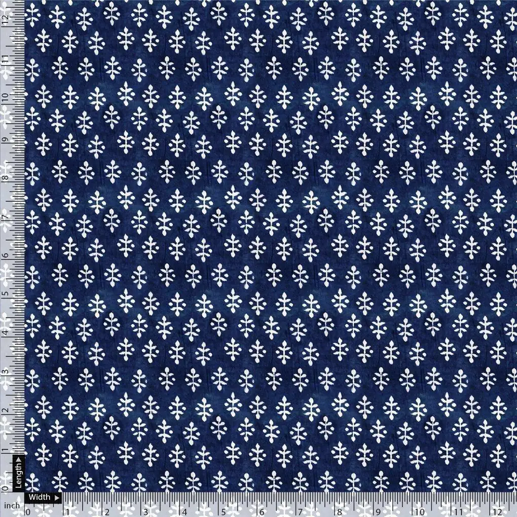 Beautiful Tiny Blue Plants Digital Printed Fabric - Rayon - Image 4