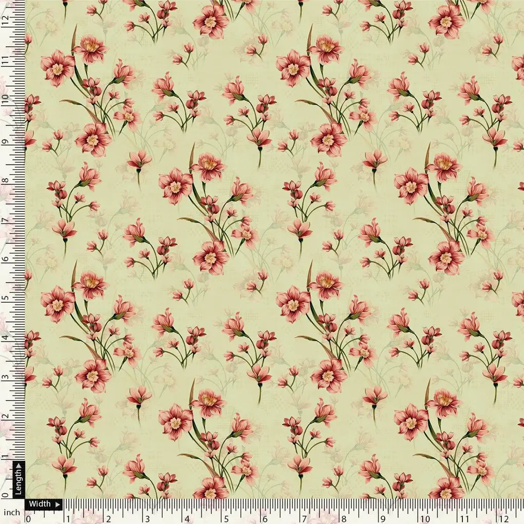 Beautiful Tiny Pink Chintz Digital Printed Fabric - Japan Satin - Image 4