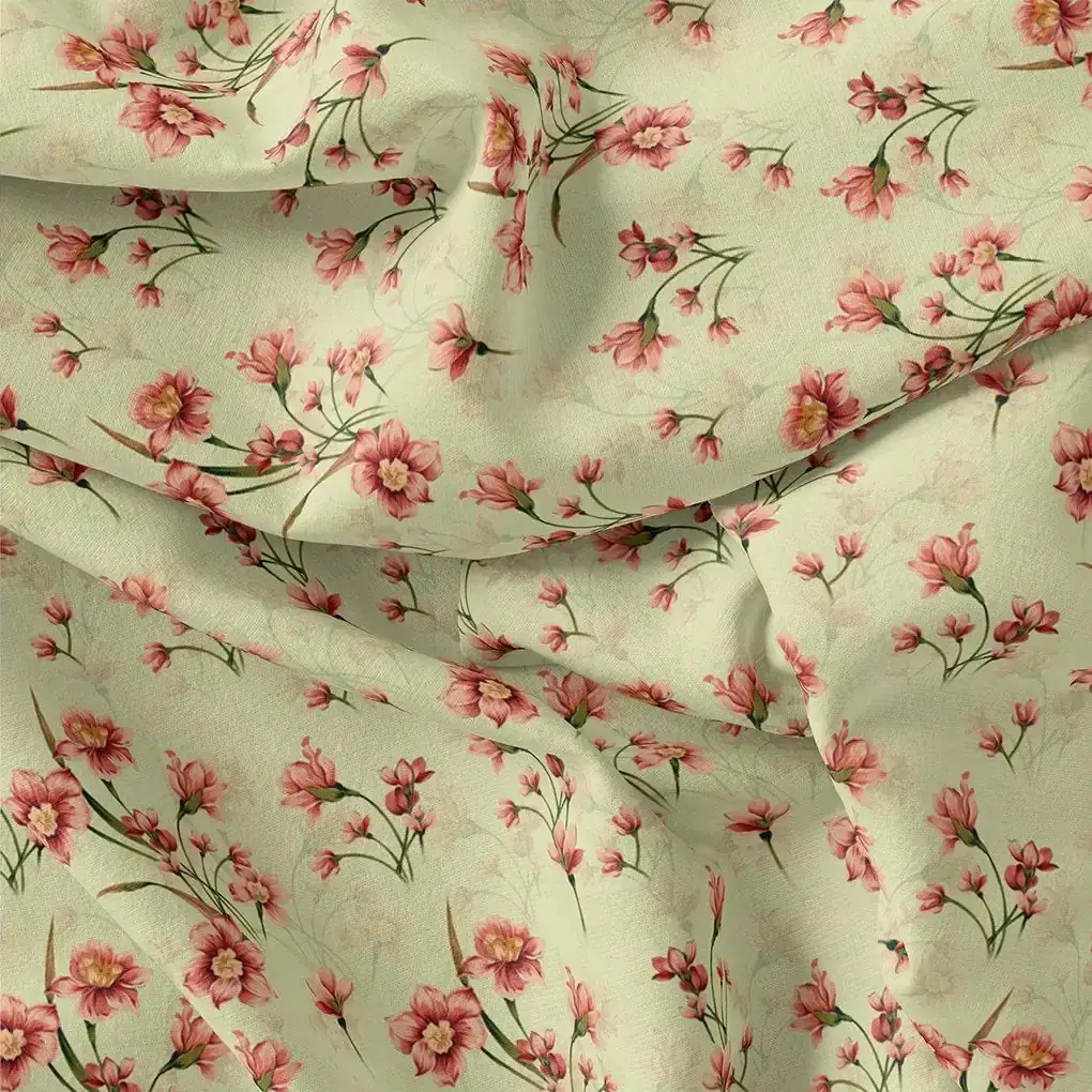 Beautiful Tiny Pink Chintz Digital Printed Fabric - Kota Doria - Image 3