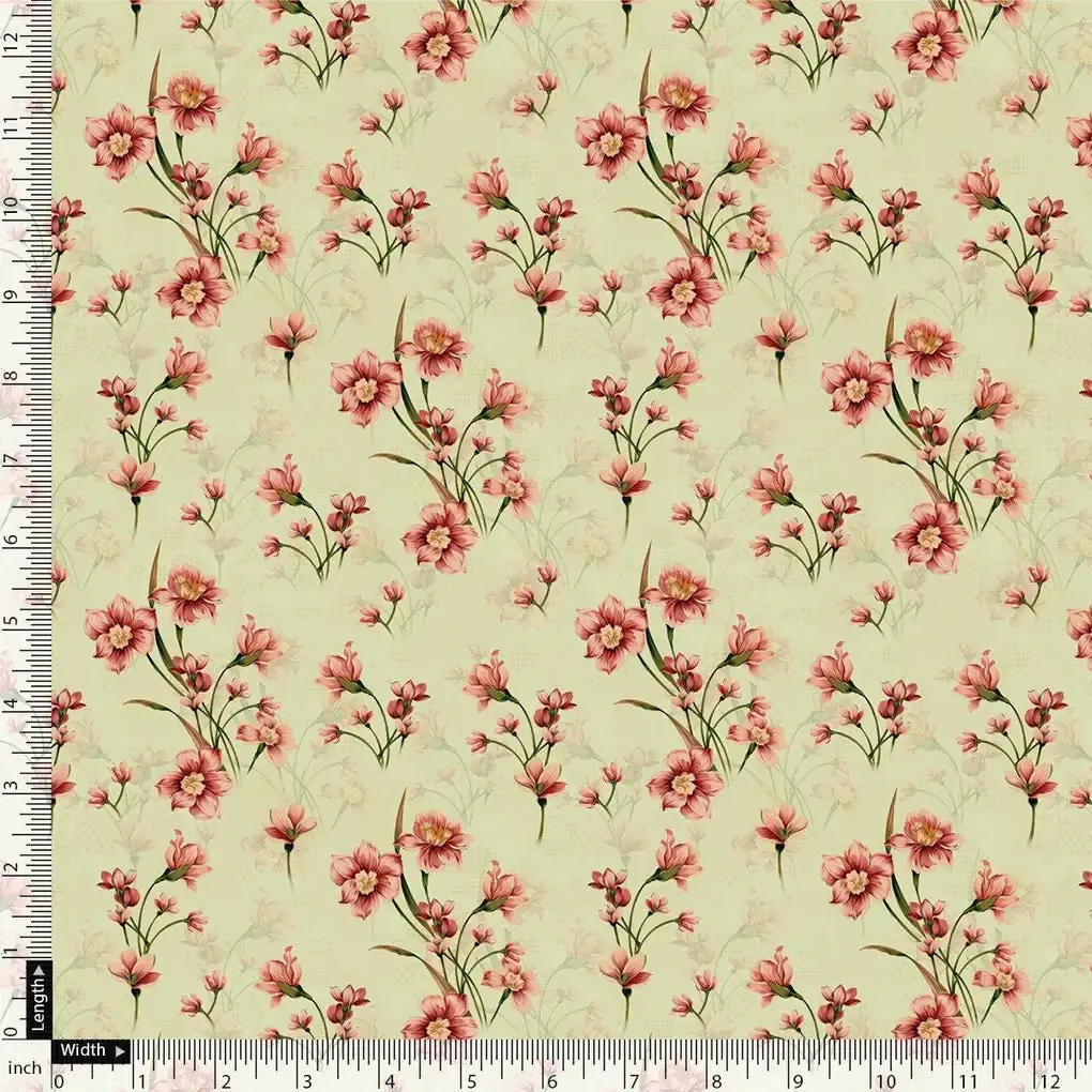 Beautiful Tiny Pink Chintz Digital Printed Fabric - Kota Doria - Image 4