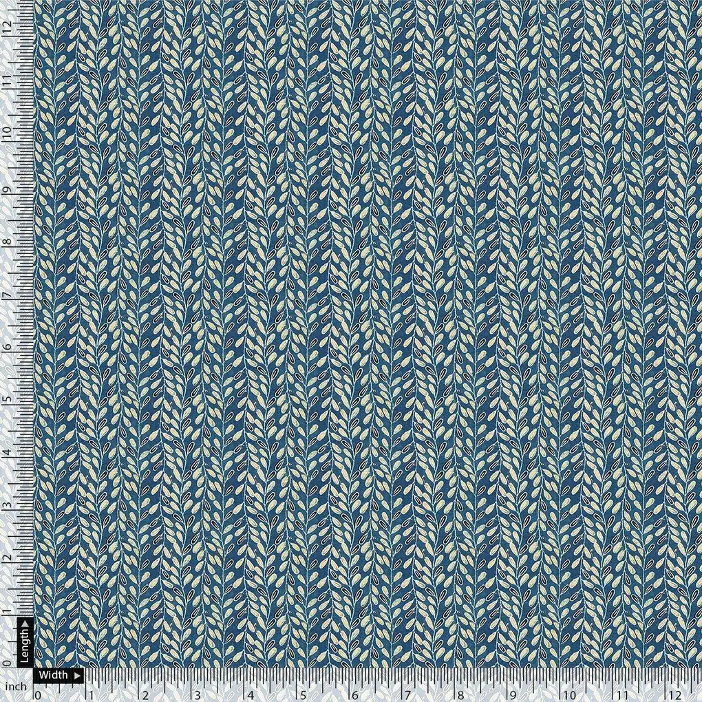 Beautiful Valley Of Leaves With Blue Digital Printed Fabric - Pure Georgette - Image 4