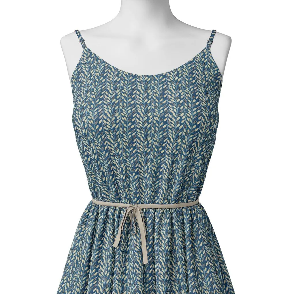 Beautiful Valley Of Leaves With Blue Digital Printed Fabric - Weightless - Image 2