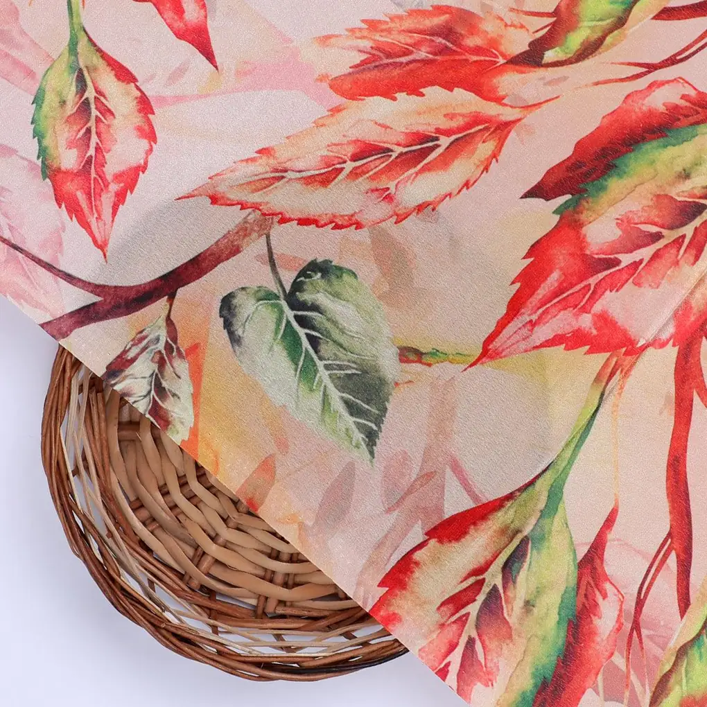 Beautiful Watercolour Gradient Autumnal Leaves Digital Printed Fabric - Silk Crepe - Image 2