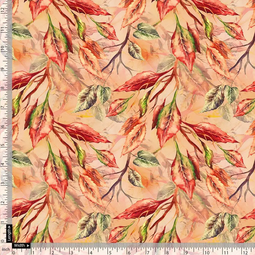 Beautiful Watercolour Gradient Autumnal Leaves Digital Printed Fabric - Weightless - Image 5