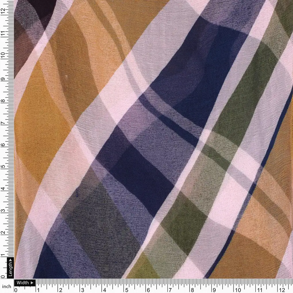 Beautiful Waving Colourful Digital Printed Fabric - Pure Chiffon - Image 4