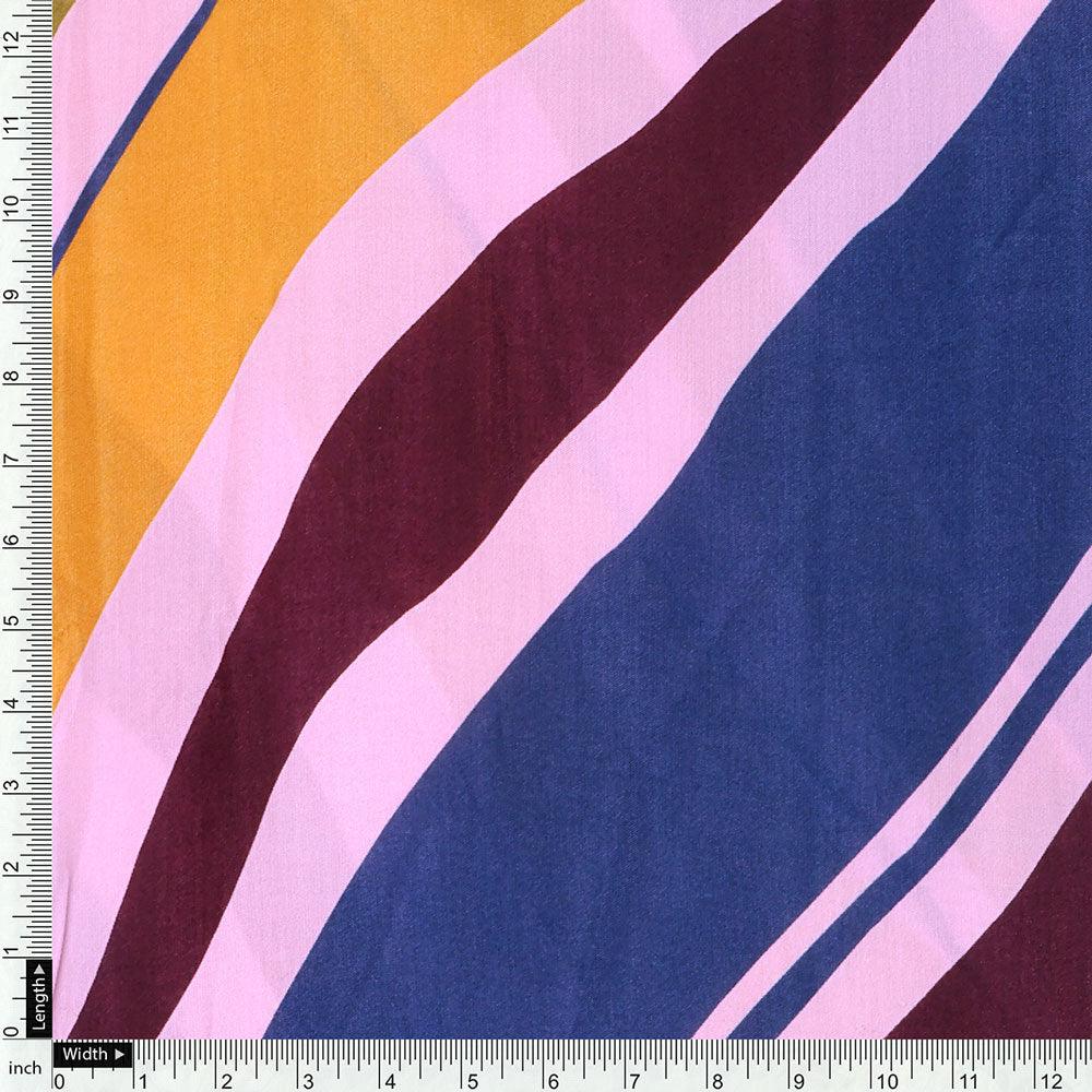 Beautiful Waving Colourful Digital Printed Fabric - Pure Muslin - Image 4