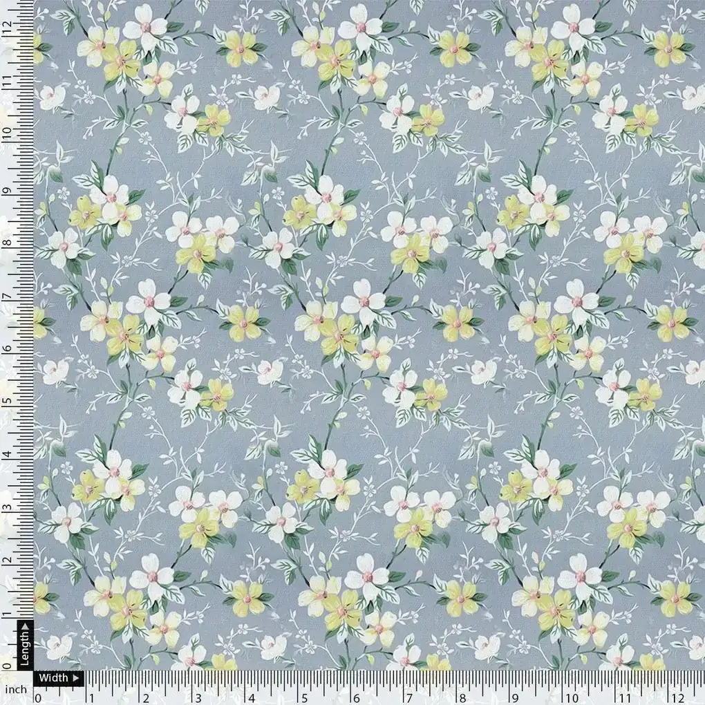Beautiful White Jasmine Valley Flower Digital Printed Fabric - Weightless - Image 4