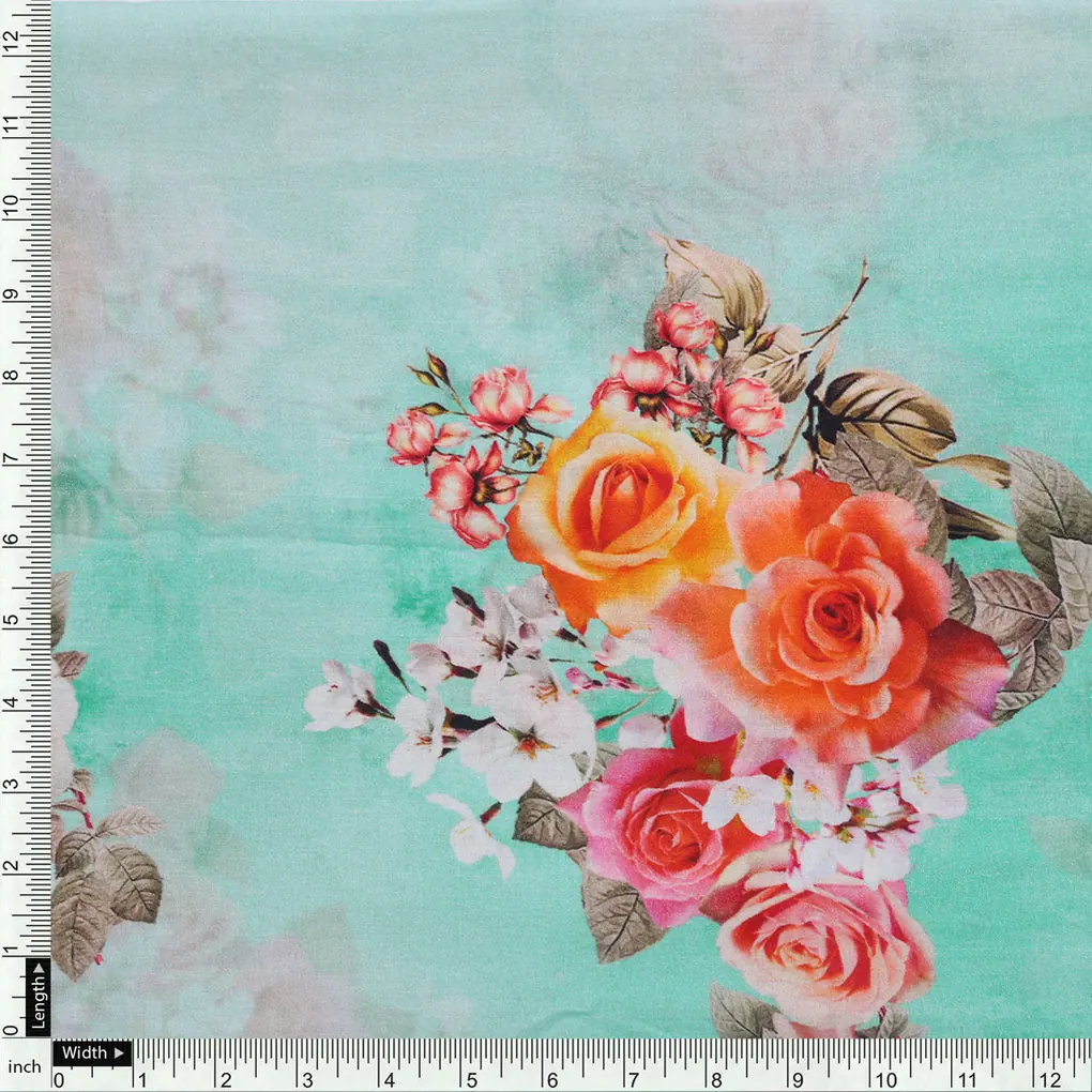 Beautiful Wite Orchid Flower Digital Printed Fabric - Pure Cotton - Image 4
