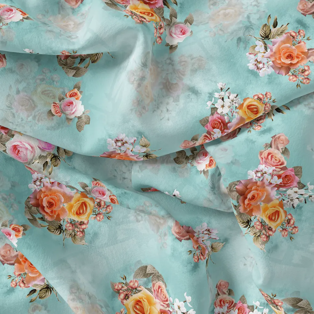 Beautiful Wite Orchid Flower Digital Printed Fabric - Weightless - Image 4