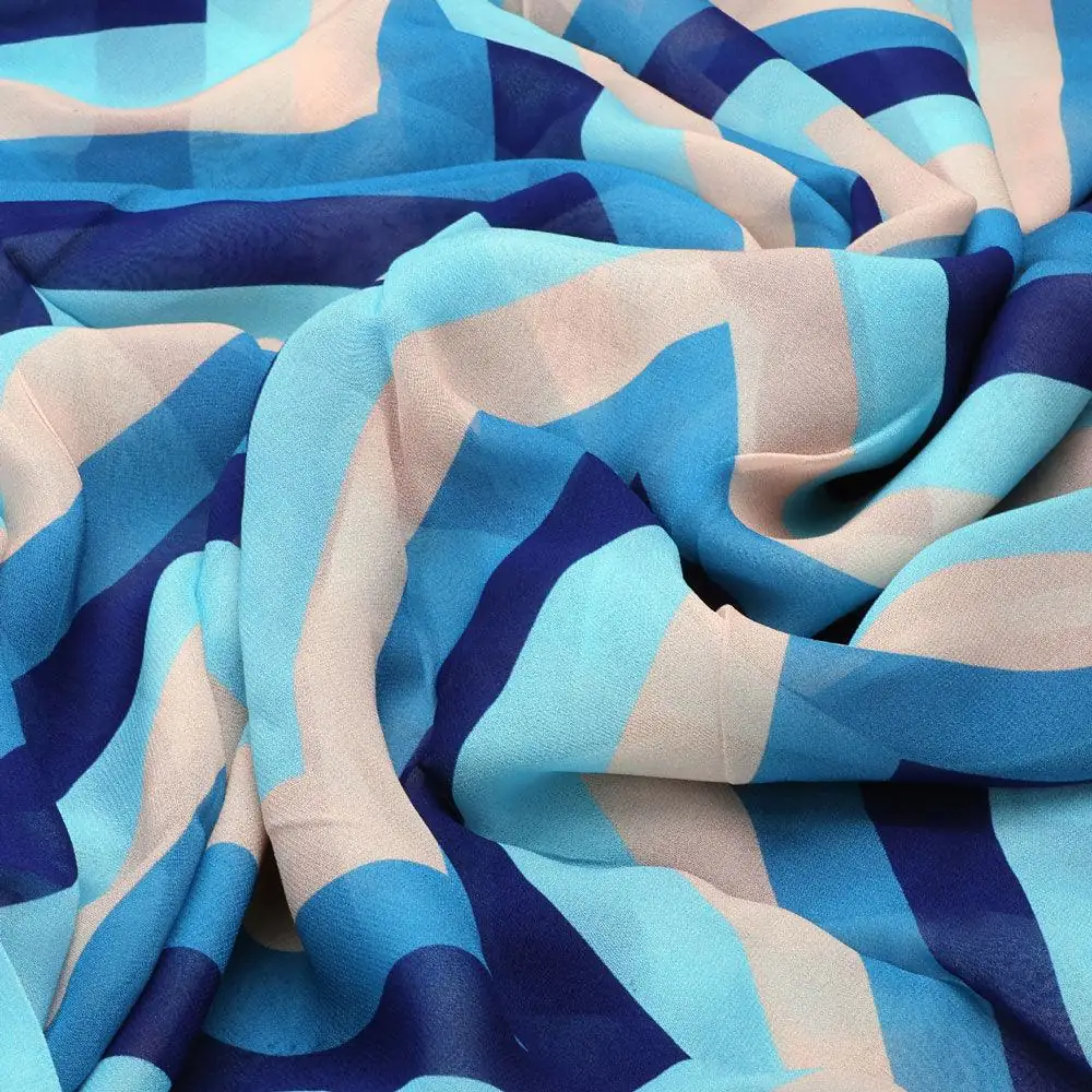 Beautiful Zigzag Strips Digital Printed Fabric - Pure Georgette - Image 3