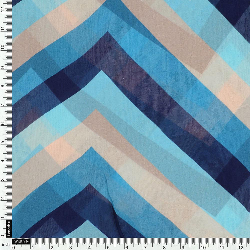 Beautiful Zigzag Strips Digital Printed Fabric - Pure Georgette - Image 4