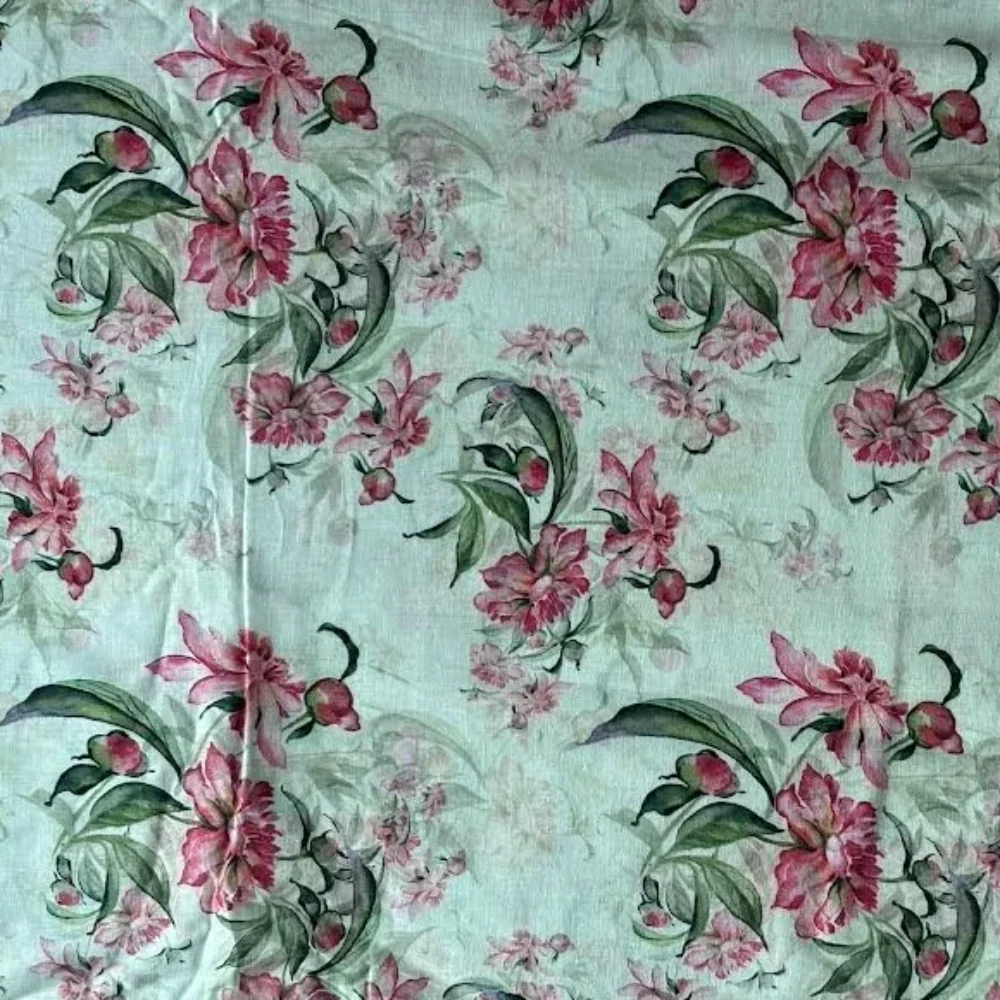 Beautifull Pink Calendula Flower Digital Printed Fabric - Cotton - Image 3