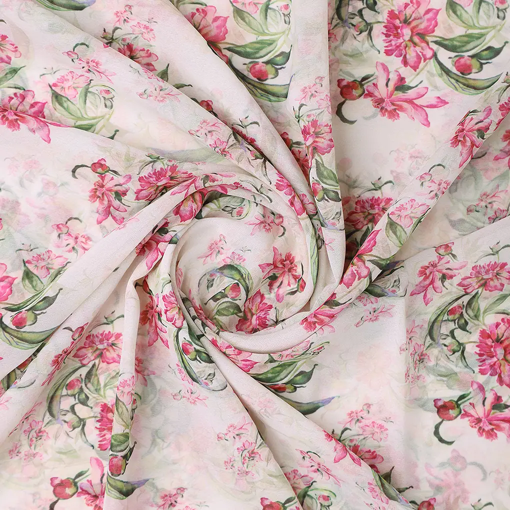 Beautifull Pink Calendula Flower Digital Printed Fabric - Weightless - Image 2