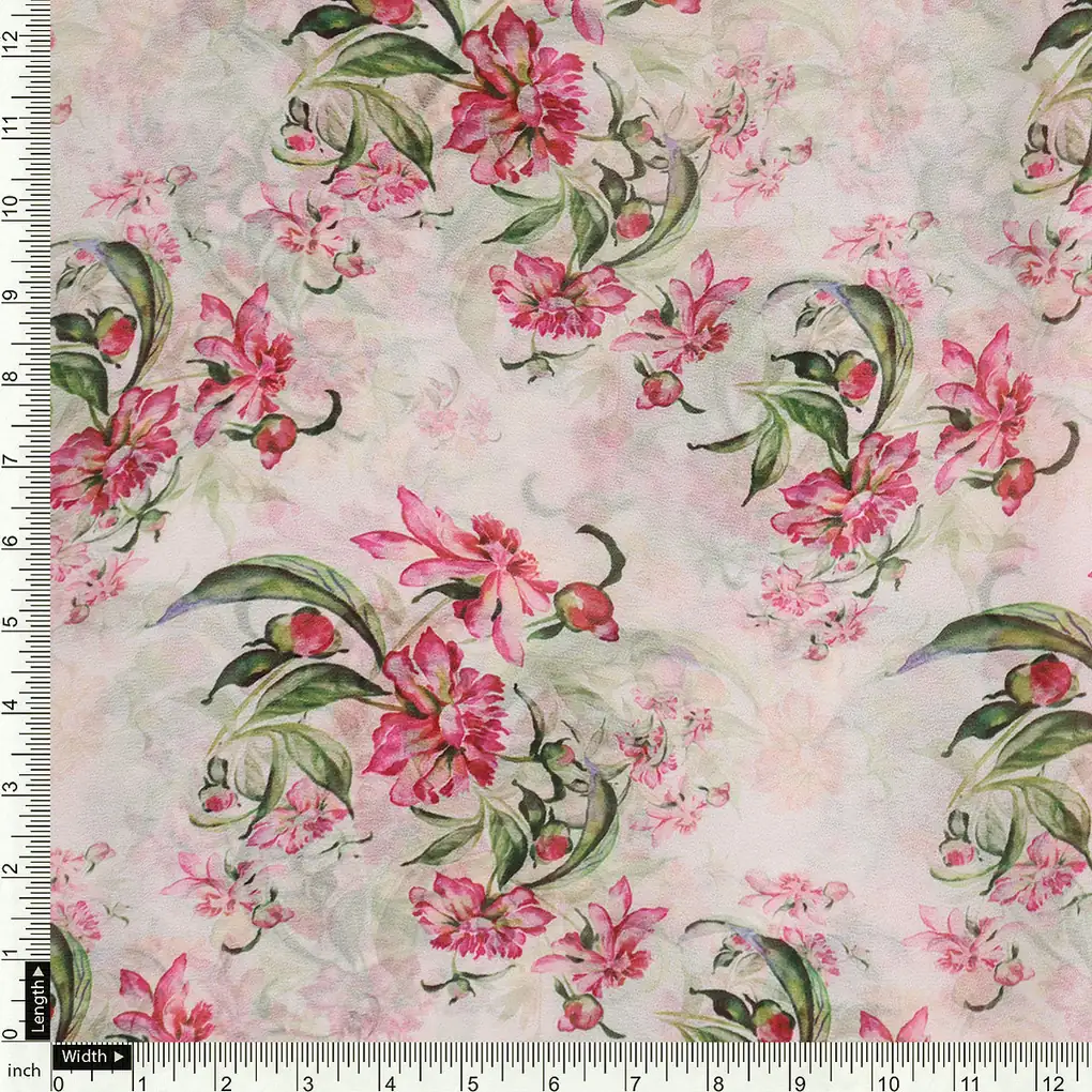 Beautifull Pink Calendula Flower Digital Printed Fabric - Weightless - Image 4