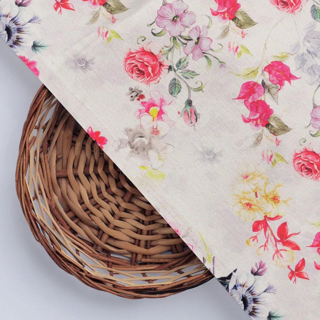 Beautifull Red And Pink Camellia Rose Of Branch Digital Printed Fabric - Japan Satin - Image 3