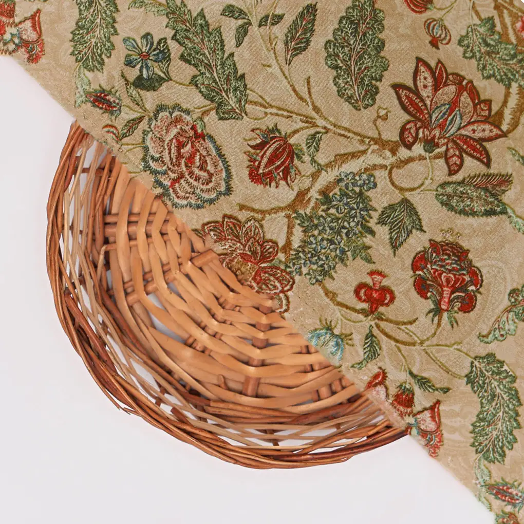 Beige Floral Printed French Crepe Polyester Fabric by FAB VOGUE Studio - Image 3