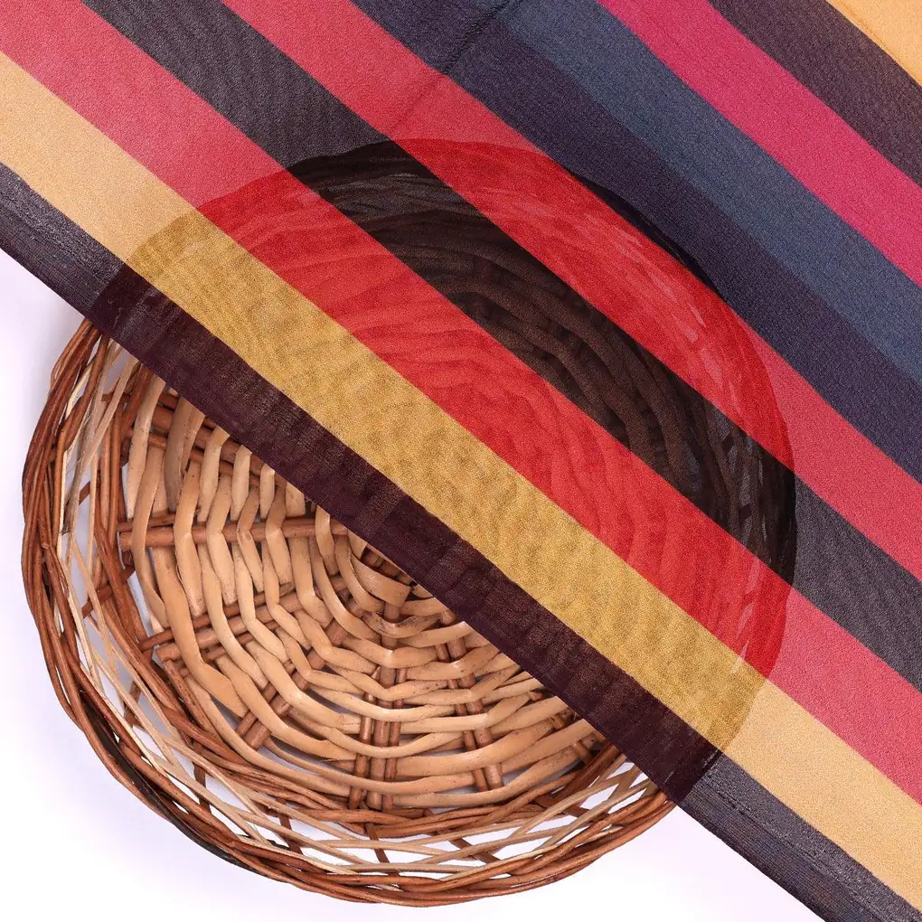 Bengal Stripes Multicolour Strips Digital Printed Fabric - Pure Georgette - Image 2