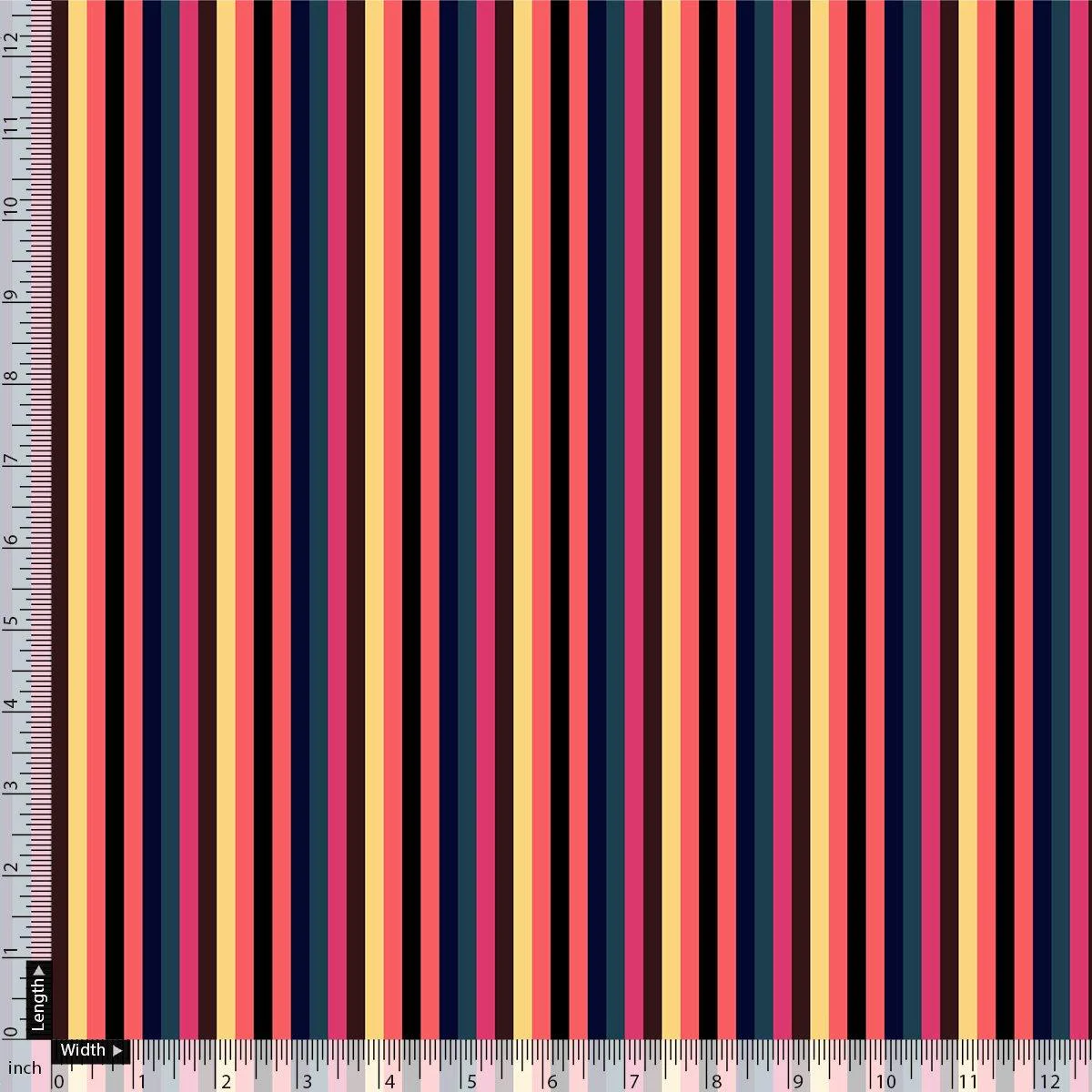 Bengal Stripes Multicolour Strips Digital Printed Fabric - Weightless - Image 4