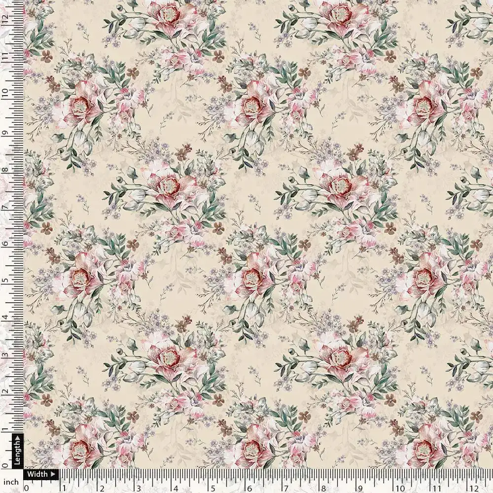 Big Floral Chintz Allover Digital Printed Fabric - Image 3