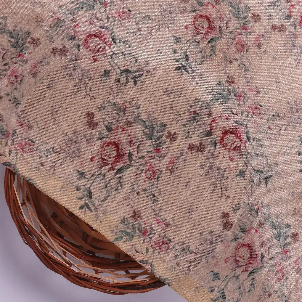 Big Floral Chintz Allover Digital Printed Fabric  - Tusser Silk - Image 2