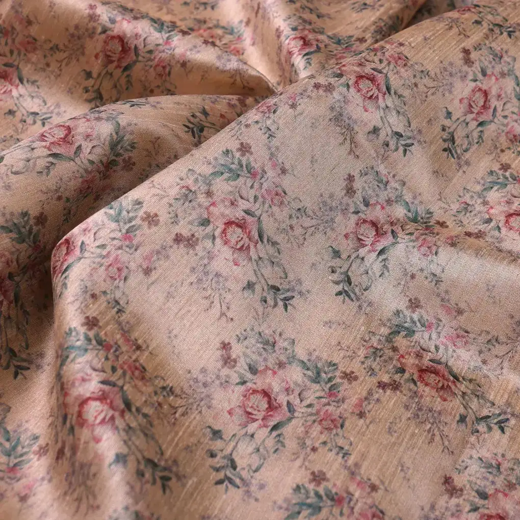 Big Floral Chintz Allover Digital Printed Fabric  - Tusser Silk - Image 3