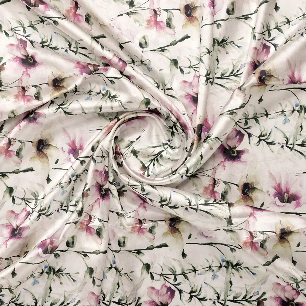 Big Flower Purple Orchid Digital Printed Fabric - Japan Satin - Image 2