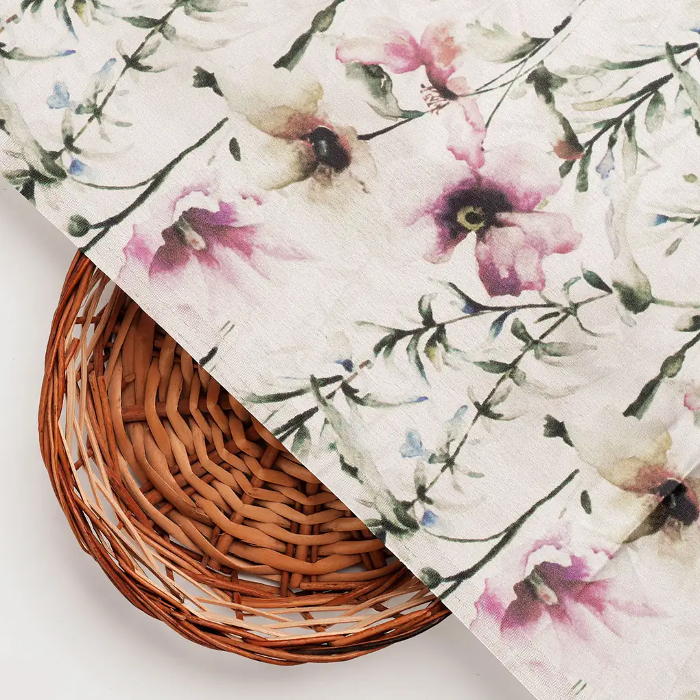Big Flower Purple Orchid Digital Printed Fabric - Japan Satin - Image 3