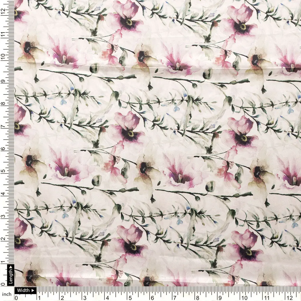 Big Flower Purple Orchid Digital Printed Fabric - Japan Satin - Image 4