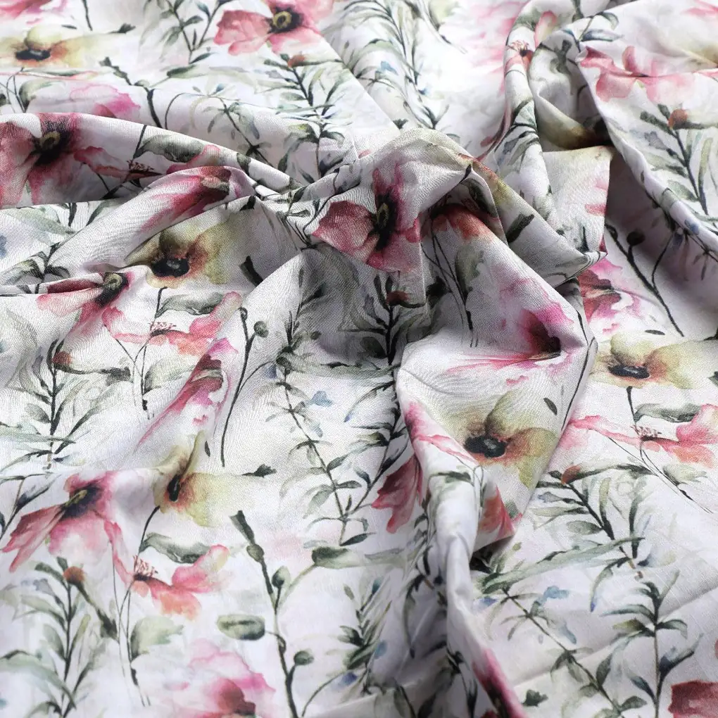 Big Flower Purple Orchid Digital Printed Fabric - Cotton - Image 3