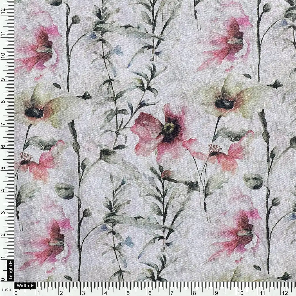 Big Flower Purple Orchid Digital Printed Fabric - Cotton - Image 4