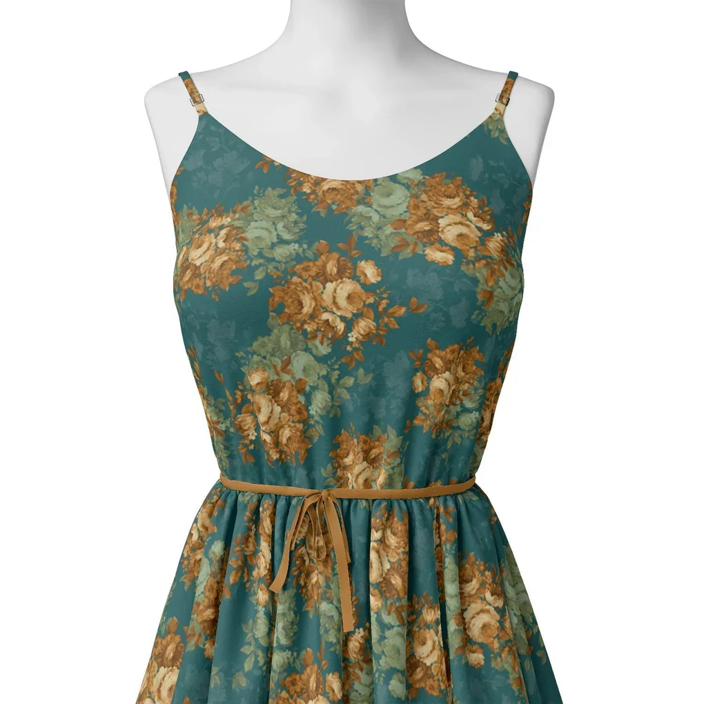 Big Golden Rose With Dark Paua Shell Colour Digital Printed Fabric - Weightless - Image 2