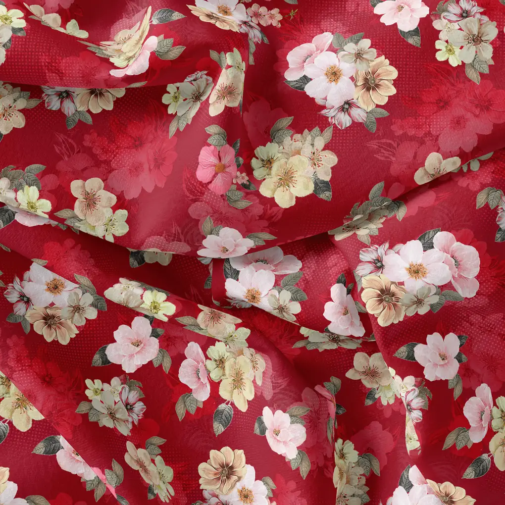 Big Narcissus Multi Colour Flower Digital Printed Fabric - Image 4