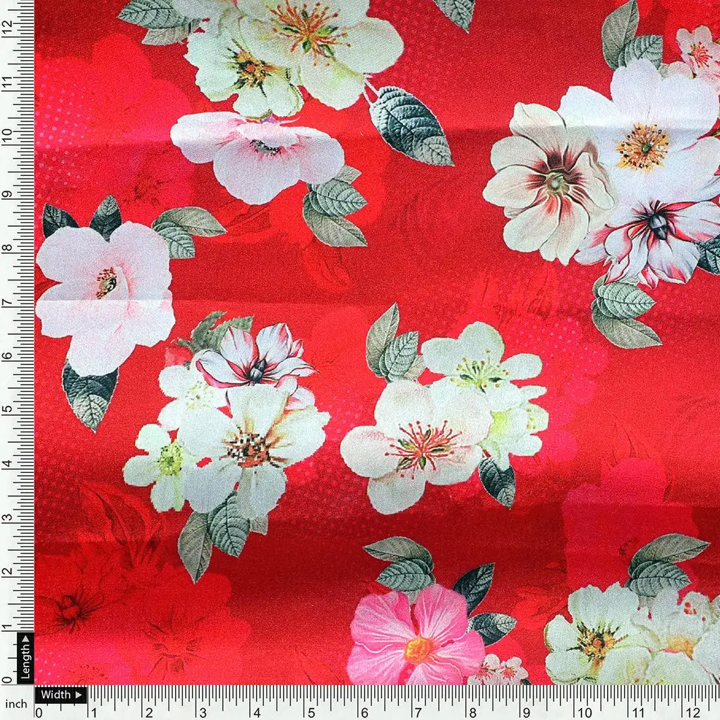 Big Narcissus Multi Colour Flower Digital Printed Fabric - Japan Satin - Image 3