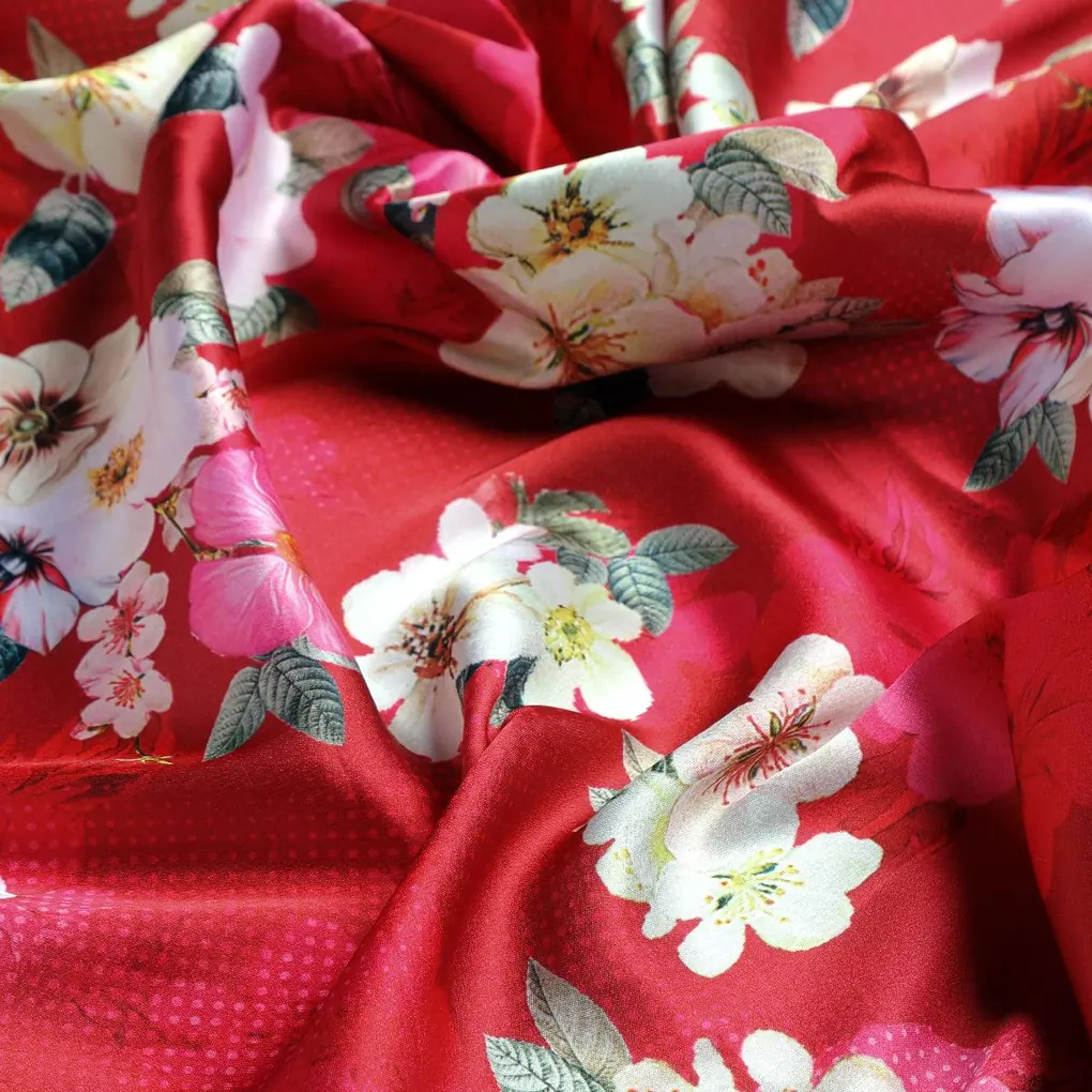 Big Narcissus Multi Colour Flower Digital Printed Fabric - Japan Satin - Image 4