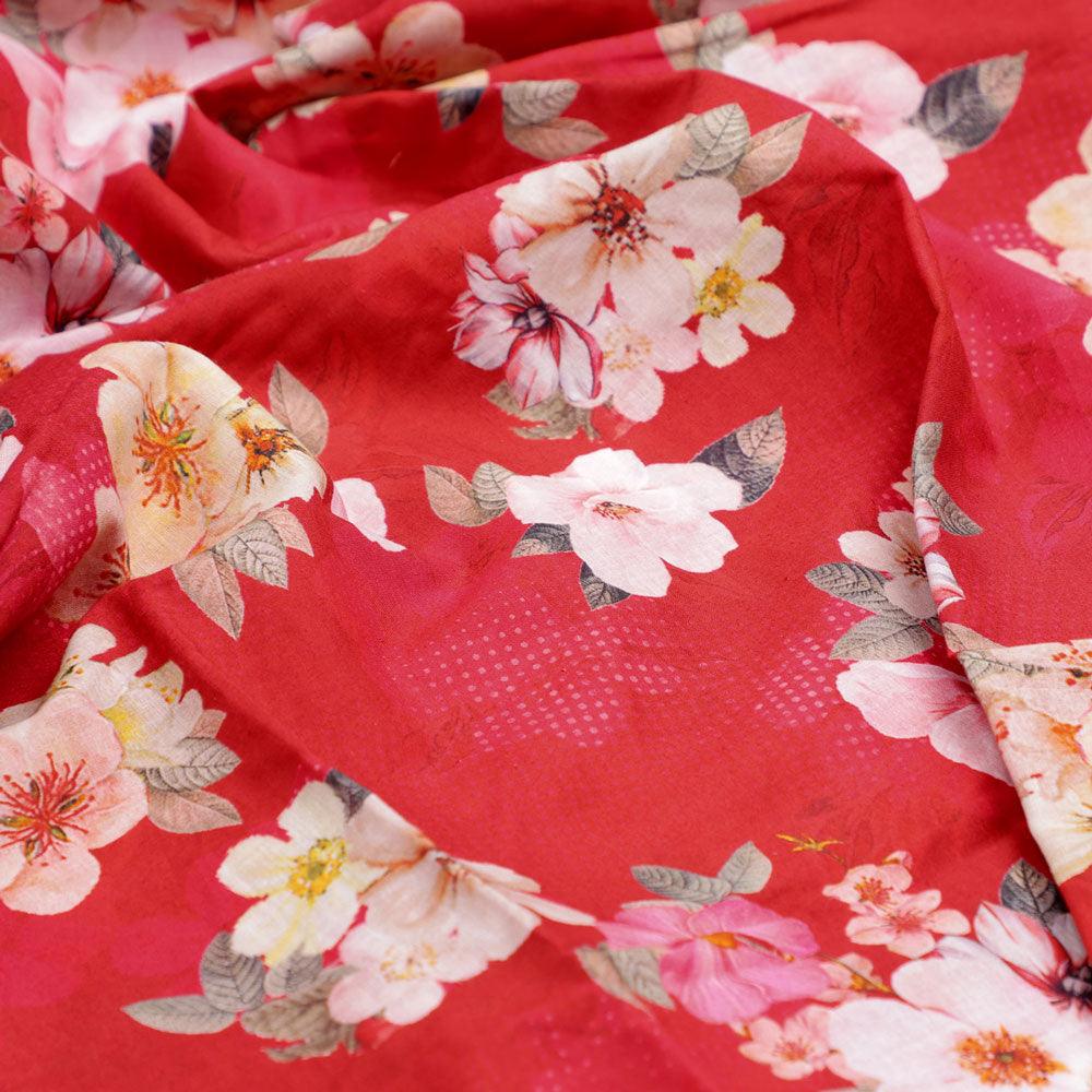 Big Narcissus Multi Colour Flower Digital Printed Fabric - Pure Cotton - Image 3