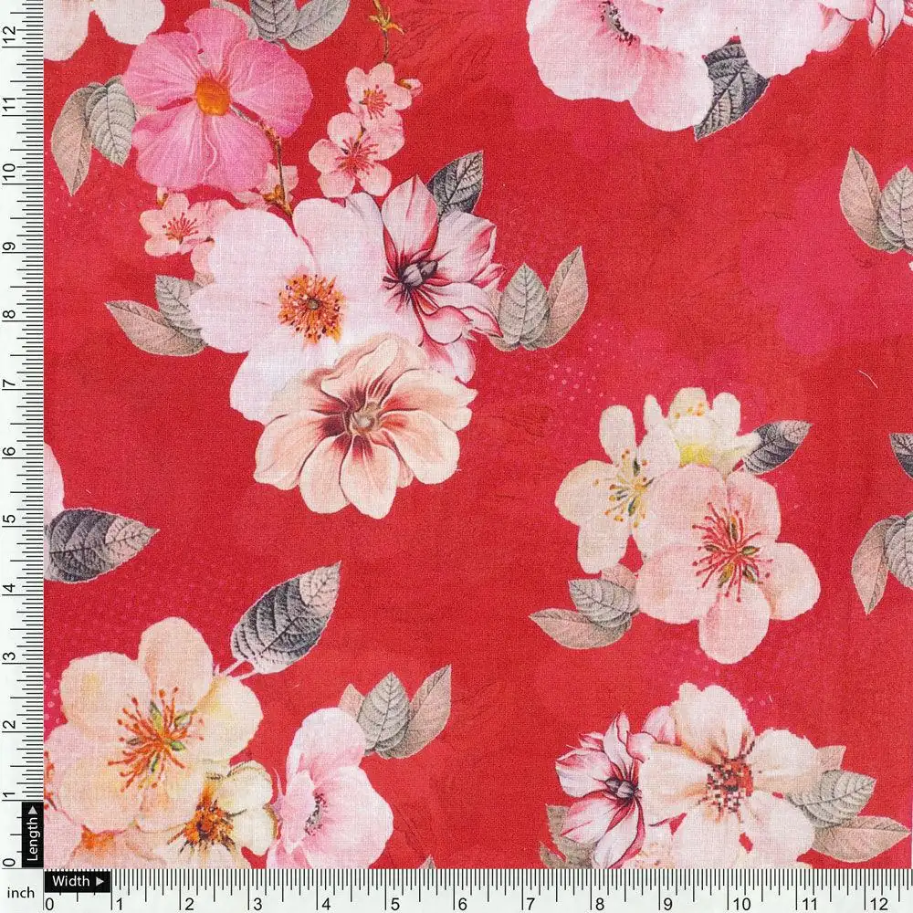 Big Narcissus Multi Colour Flower Digital Printed Fabric - Pure Cotton - Image 4