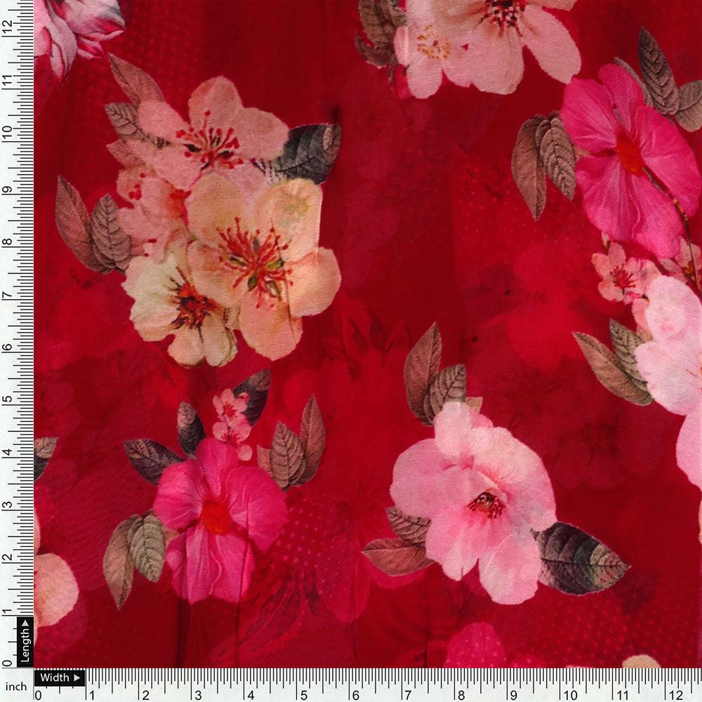 Big Narcissus Multi Colour Flower Digital Printed Fabric - Pure Georgette - Image 4