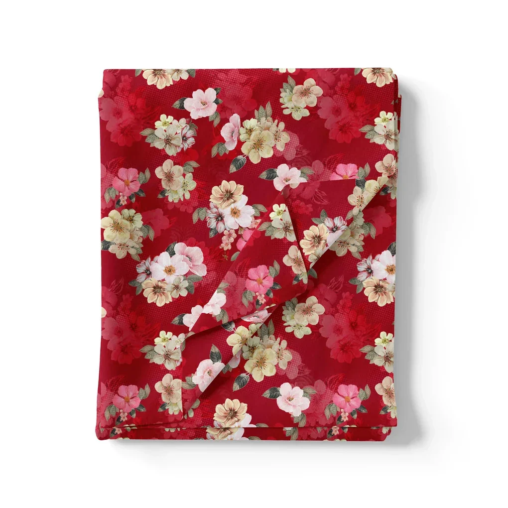 Big Narcissus Multi Colour Flower Digital Printed Fabric - Silk Crepe - Image 3