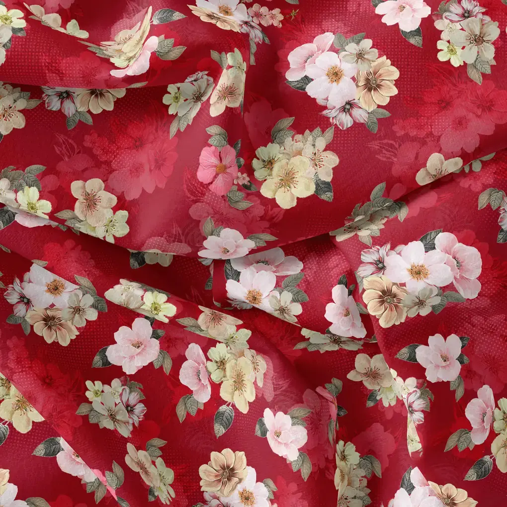 Big Narcissus Multi Colour Flower Digital Printed Fabric - Weightless - Image 4