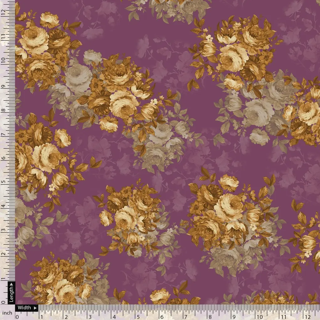 Big Rose With Dark Scintillating Violet Colour Digital Printed Fabric - Weightless - Image 5