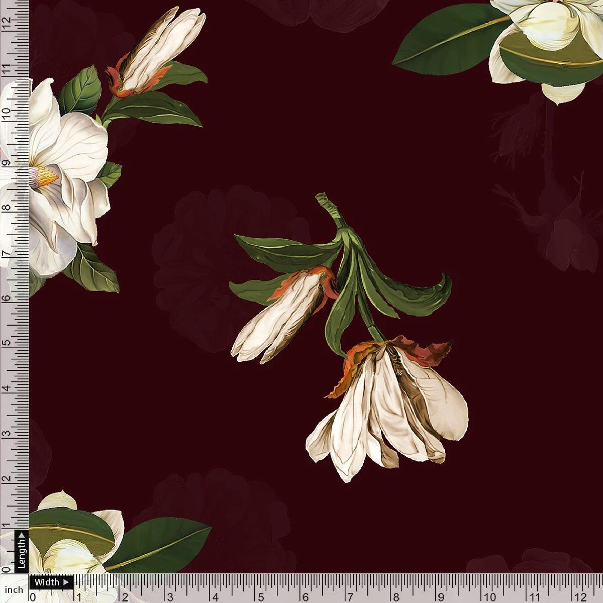Big White Flower Repeat Digital Printed Fabric - Image 4