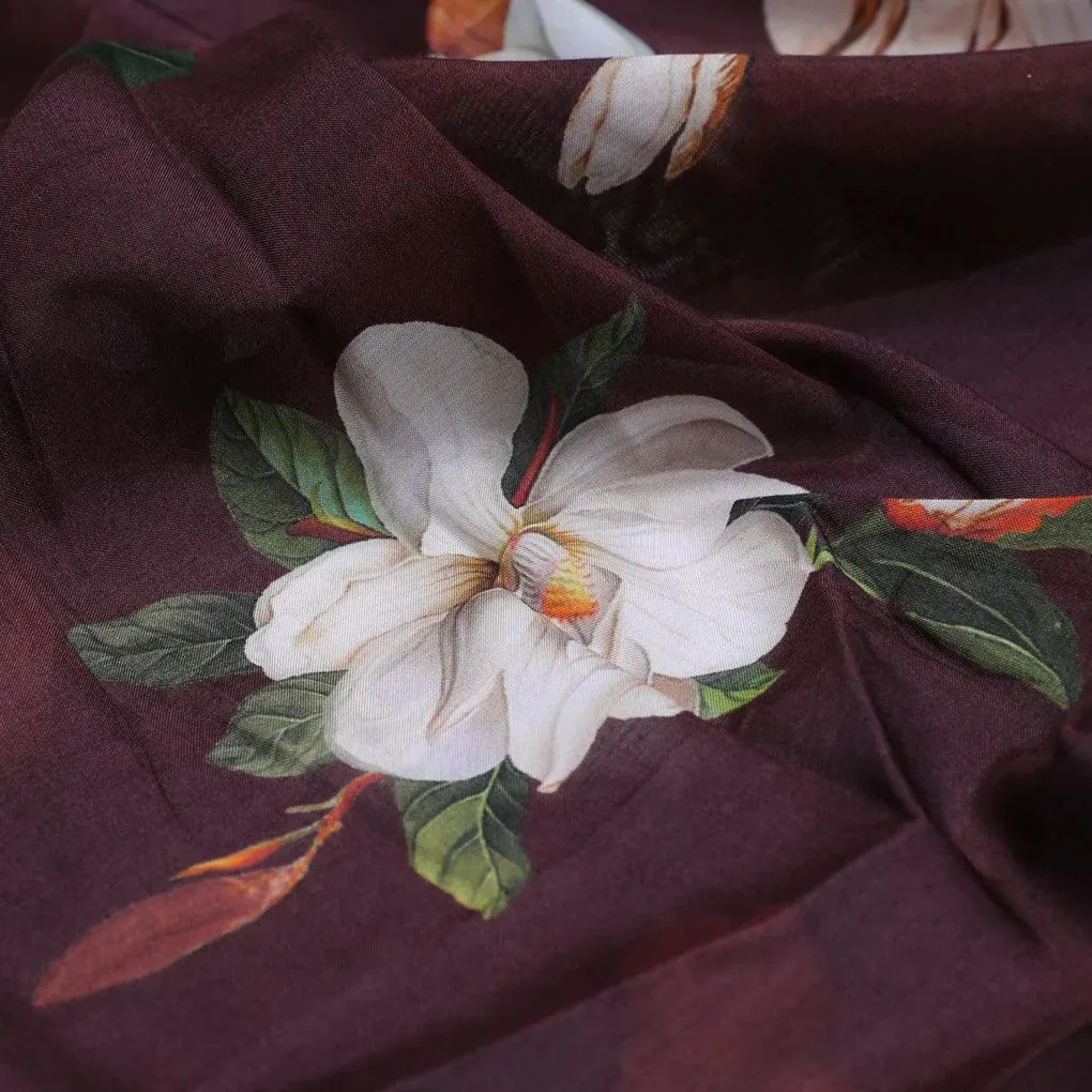 Big White Flower Repeat Digital Printed Fabric - Pure Muslin - Image 2