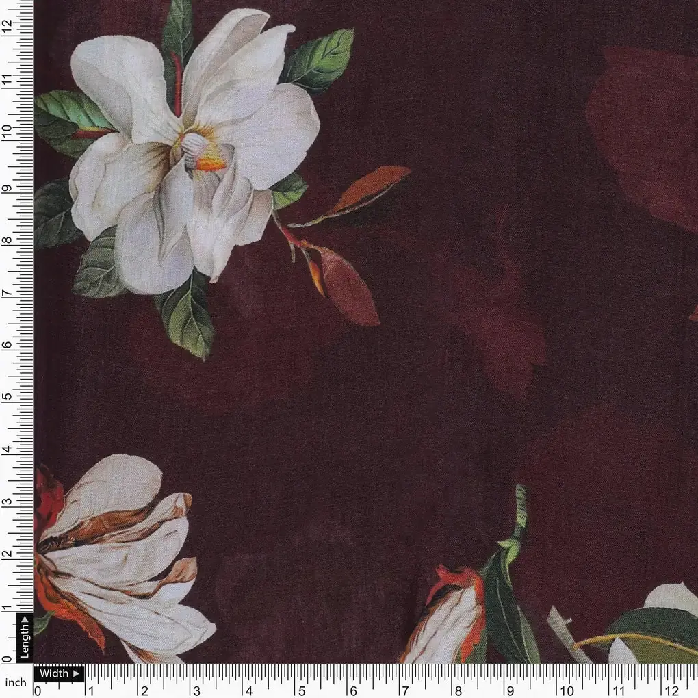 Big White Flower Repeat Digital Printed Fabric - Pure Muslin - Image 3