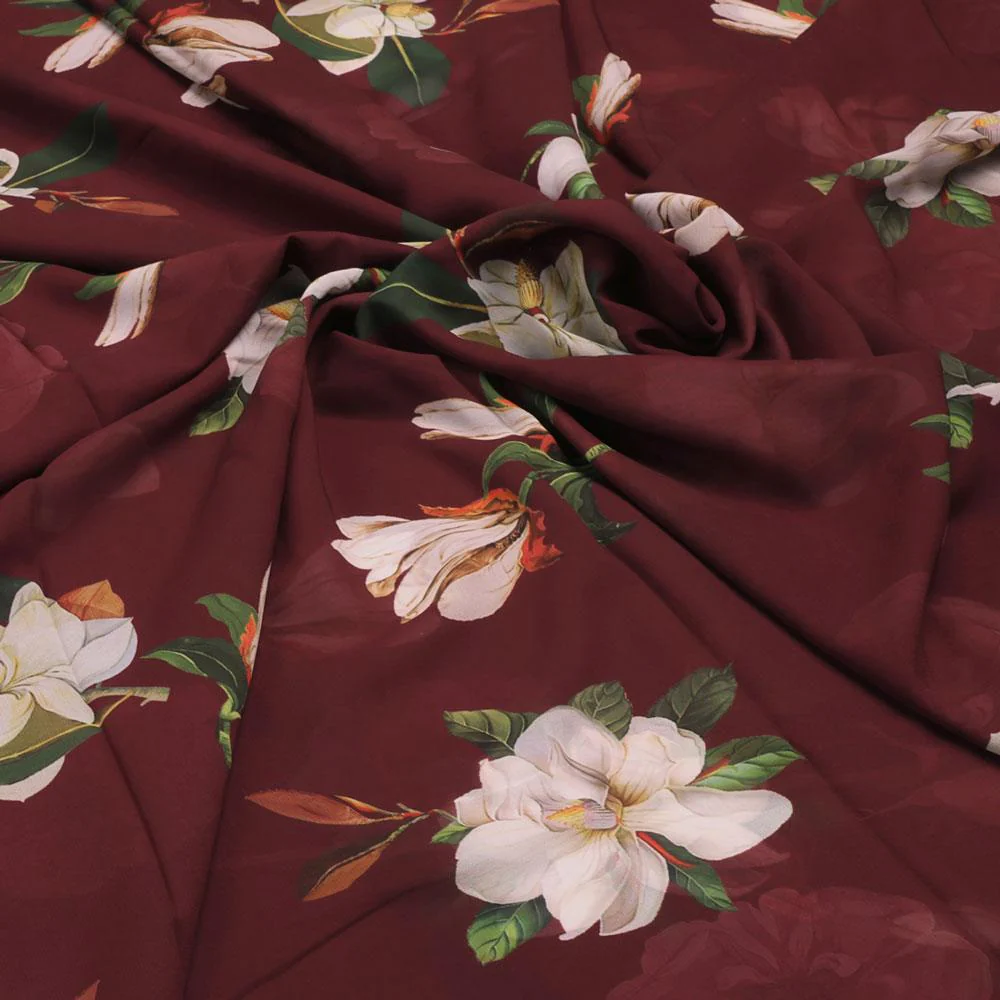 Big White Flower Repeat Digital Printed Fabric - Weightless - Image 3